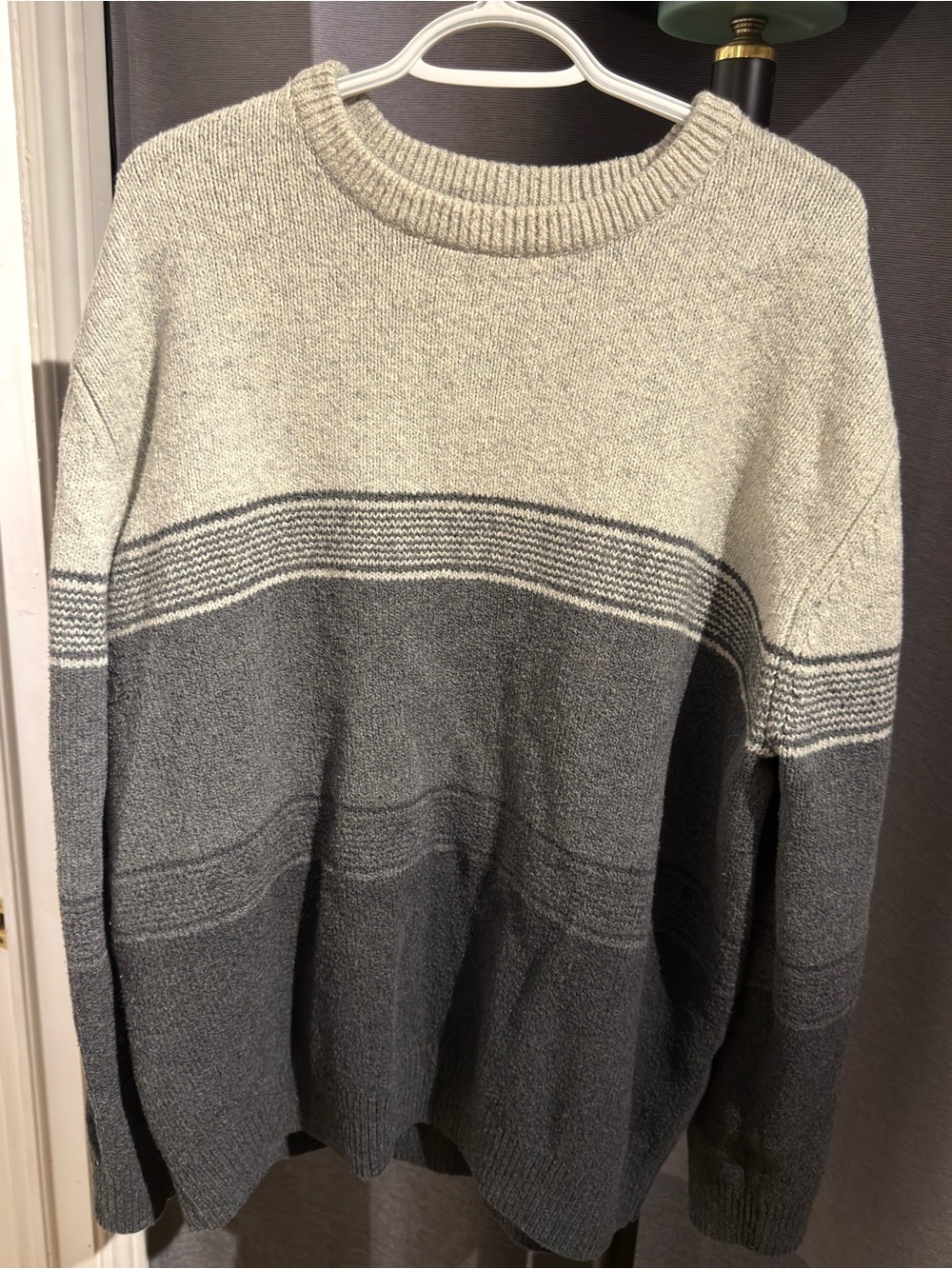 Denver Hayes Two-Tone Gray Crewneck Sweater